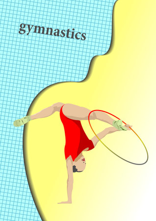 Rhythmic gymnastics the girl with a circle. 3d vector illustrationのイラスト素材