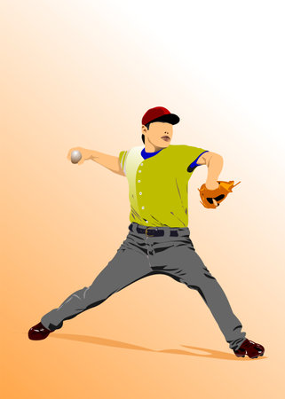 Baseball player. Vector 3d illustration for designersのイラスト素材
