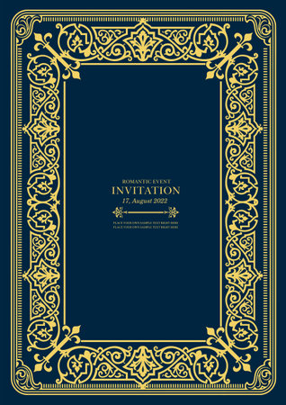 Gold ornament on dark background. Can be used as invitation card. book cover. vector illustrationのイラスト素材
