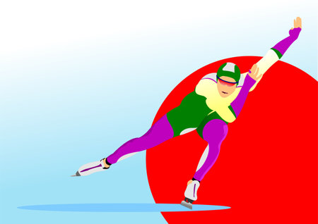Speed skating runner. Vector 3d illustrationのイラスト素材
