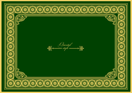 Gold ornament on dark background. Can be used as invitation card. Book cover. Vector illustration. Hand drawn illustrationのイラスト素材