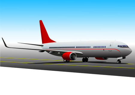 Airplane silhouettes. Take off. Vector Color 3d hand drawn illustration.のイラスト素材