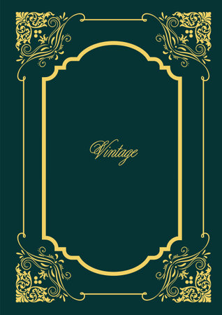 Gold ornament on dark background. Can be used as invitation card. Book cover. Vector illustration. Hand drawn illustrationのイラスト素材