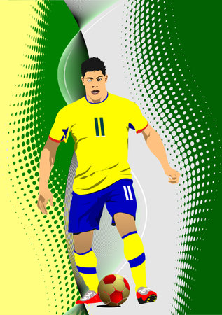 Soccer game poster. Football. Vector Colored 3d hand drawn illustrationのイラスト素材