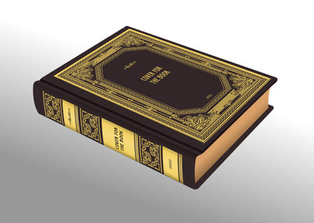 Old book cover design elements. 3d vector cover hand drawn illustrationのイラスト素材