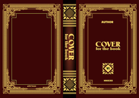 Ornate leather book cover and Old retro ornament frames. Royal Golden style design. Historical novel. Oriental style Vector illustration. Hand drawn illustrationのイラスト素材