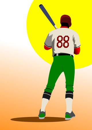 Baseball players. Vector 3d hand drawn illustrationのイラスト素材