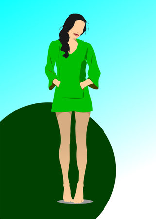 Fashion woman. Vector 3d hand drawn illustrationのイラスト素材