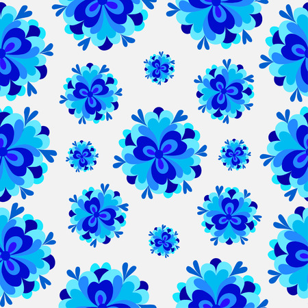 flowers blue patternのイラスト素材
