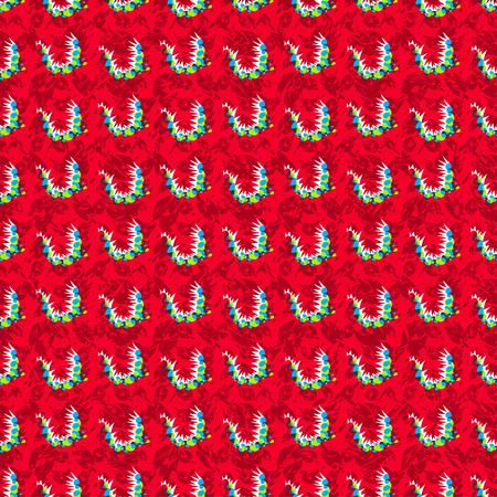 tooth dragon on a red backgroundのイラスト素材