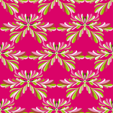 green petals of flowers on a pink background vector seamless patternのイラスト素材