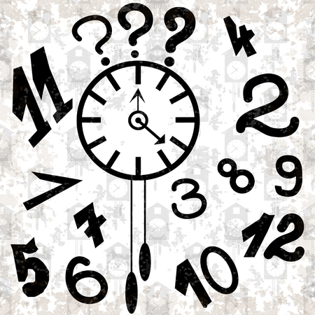 clock and numbers on a white background grunge effect vector illustrationのイラスト素材