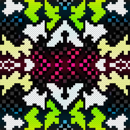 bright psychedelic geometric seamless background pixelsのイラスト素材