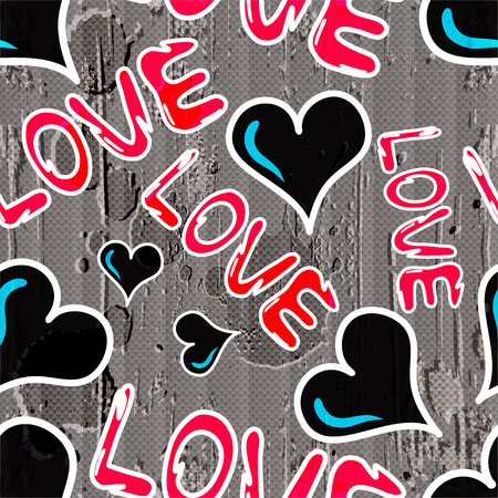 graffiti Valentine Day seamless background grunge textureのイラスト素材