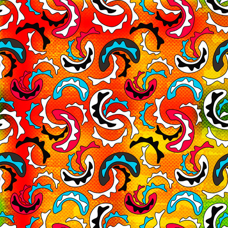 Graffiti on an orange background. Tribal striped seamless patternのイラスト素材