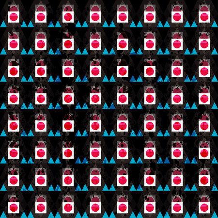 circles and polygons on a black background seamless abstract backgroundのイラスト素材