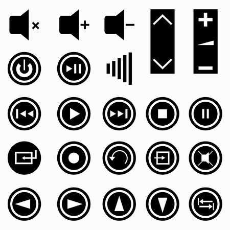music buttons monochrome symbols vector illustrationのイラスト素材