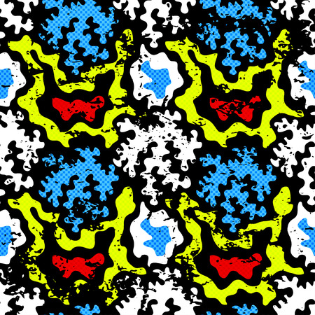bright graffiti geometric seamless pattern grunge effectのイラスト素材