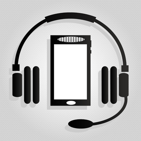 monochrome headset and the phone icon vector illustrationのイラスト素材