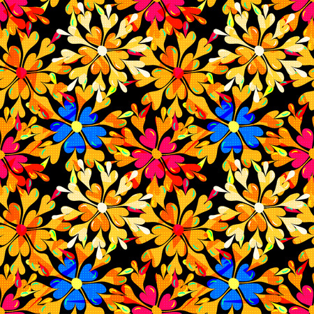 abstract psychedelic beautiful flower seamless backgroundのイラスト素材