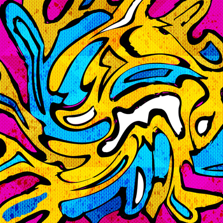 colored graffiti abstract pattern on a black backgroundのイラスト素材