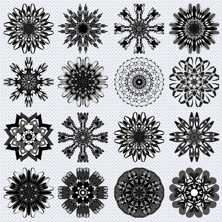 gentle mandala collection of monochrome symbolのイラスト素材