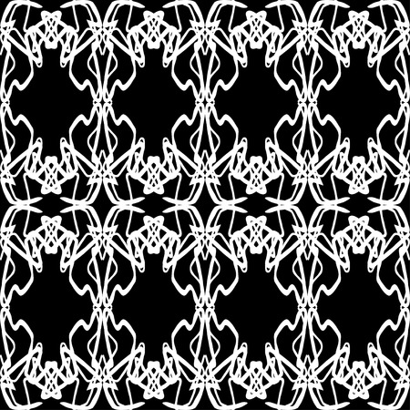 white thin line vintage seamless patternのイラスト素材