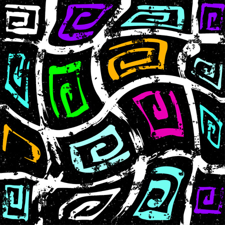 brightly colored lines Graffiti on a black background vector illustrationのイラスト素材