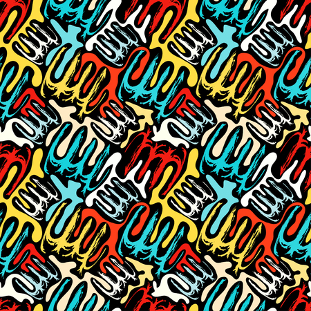 grunge colored graffiti seamless patternのイラスト素材