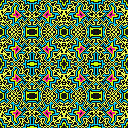 bright geometric seamless pattern of colored pixelsのイラスト素材