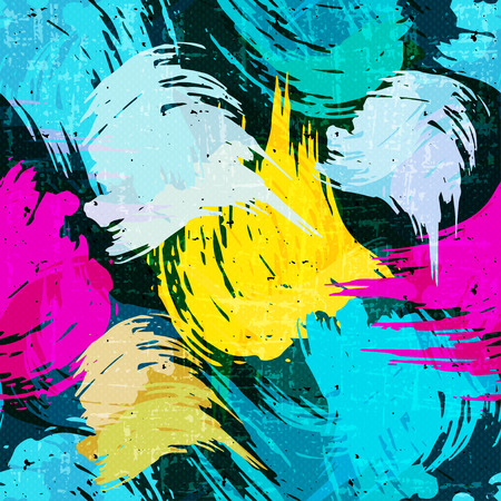 grunge colored graffiti seamless patternのイラスト素材