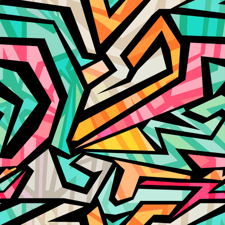 Abstract seamless pattern on a black background graffitiのイラスト素材