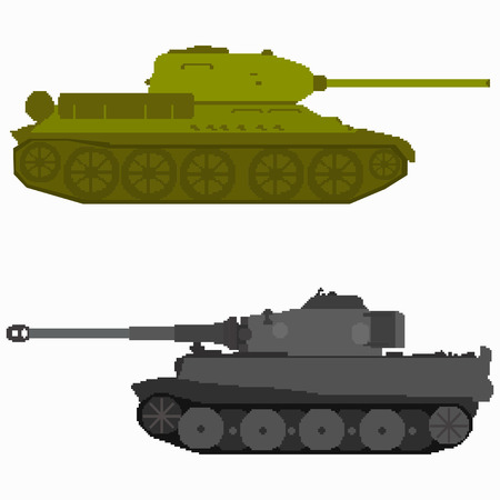 pixel art colored tanksのイラスト素材