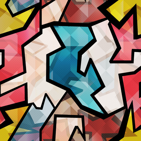 bright graffiti geometric seamless pattern grunge effectのイラスト素材