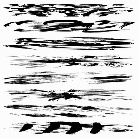 set of black brush strokes on white backgroundのイラスト素材