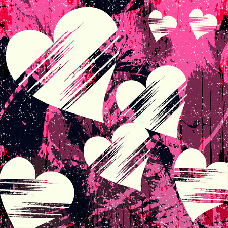 White heart and grunge texture abstract pattern Graffitiのイラスト素材