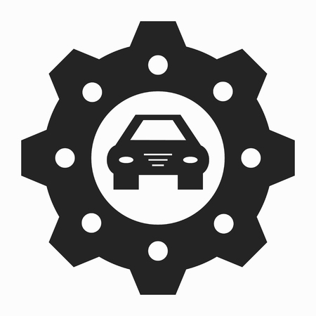 car and gear is isolated black symbolのイラスト素材