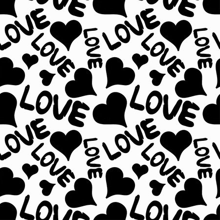 Valentines day seamless monochrome pattern illustration.のイラスト素材