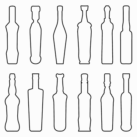 Black bottles glassware collection of symbolsのイラスト素材