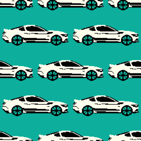 Sports car color seamless pattern illustration.