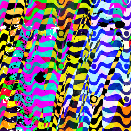 Geometric abstract color pattern in graffiti styleのイラスト素材