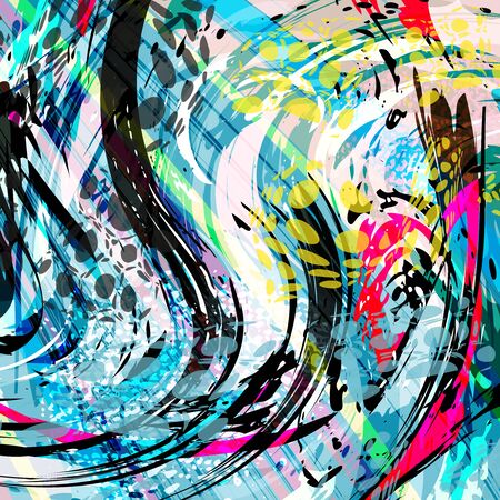 Bright abstract geometric pattern in graffiti style quality illustration for your designのイラスト素材