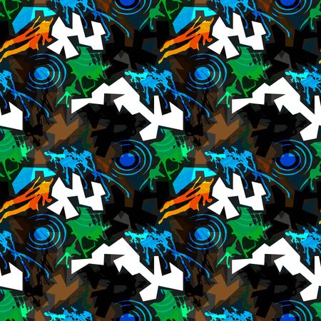 color abstract ethnic seamless pattern in graffiti style with elements of urban modern style bright quality illustration for your designのイラスト素材