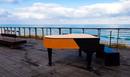 A piano on the seashoreの写真素材