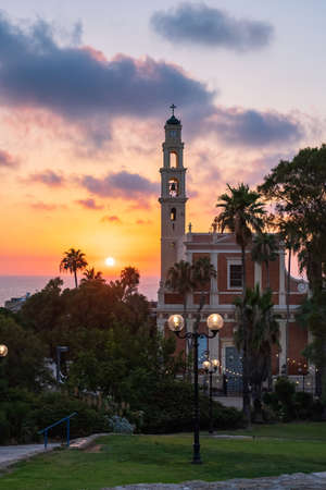 Beautiful view of antique Jaffa at sunset .の写真素材