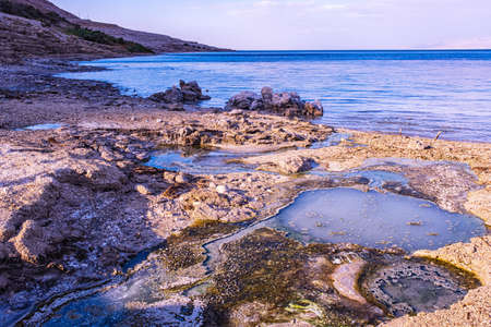 A beautiful landscape of the Dead Sea coast, Israel.の写真素材