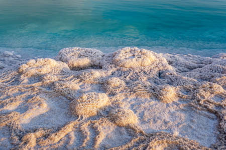 Salty shore texture of Dead Sea, Israel.