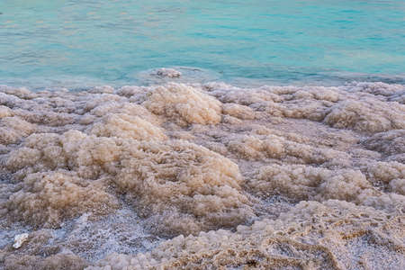 Salty shore texture of Dead Sea, Israel.