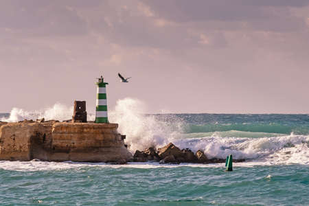 Lighthouse in old Yafo port.の写真素材