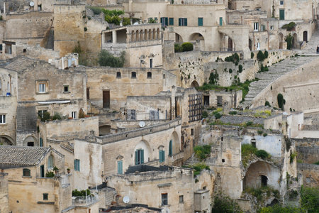 Ancient Stone Houses in Matera, the City of Caves, Basilicata, Italy.